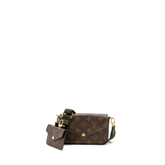 Louis Vuitton Felicie Strap and Go Pochette Monogram Canvas Khaki GHW in Green Coated canvas from EMIER