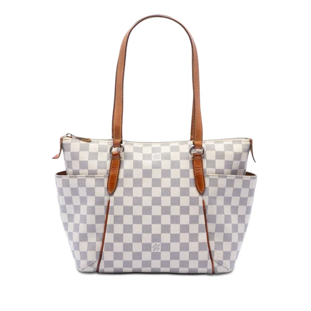 White Louis Vuitton Damier Azur Totally PM Tote Bag in White Canvas from Designer Revival