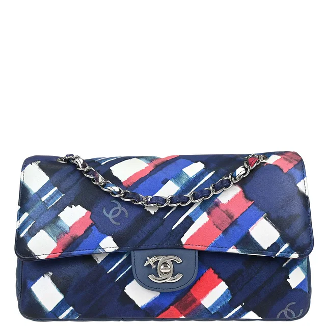 Chanel 2016-2017 Navy Lambskin Airline Medium Classic Double Flap Shoulder Bag in Navy Lambskin from AMORE Vintage Tokyo