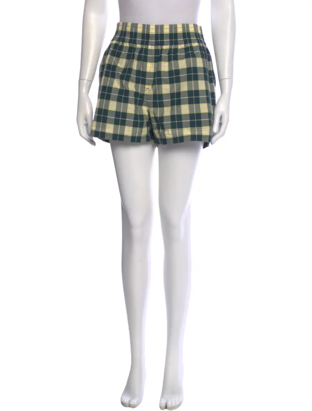 Burberry Plaid Print Mini Shorts in green from The RealReal