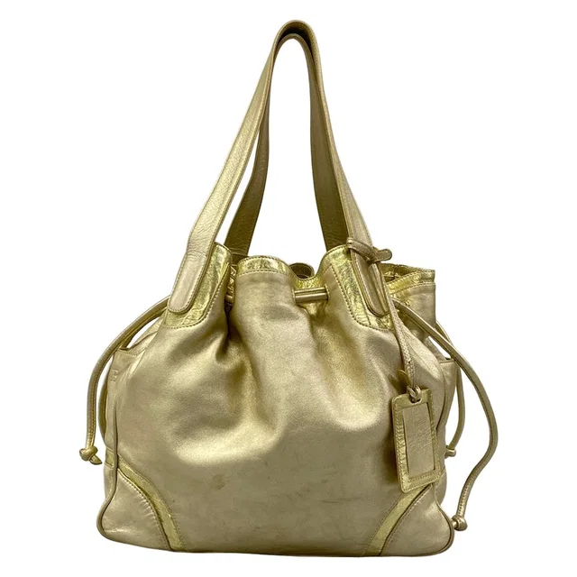 Loewe Tote Bag Duo Eyes Gold Drawstring Leather in Gold Leather from The Reluxe