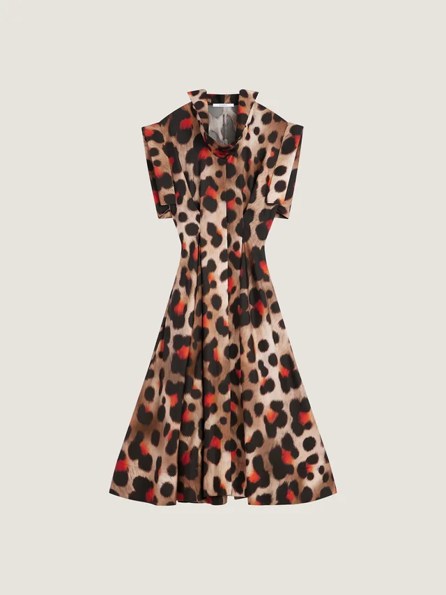 Givenchy Shirt dress in leopard silk with deconstructed collar, photo 2 of 8 from SENSER