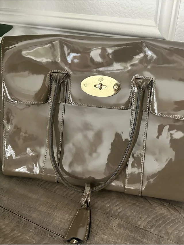 Patent Leather Large Bag By Mulberry In Greige With Gold Hardware in brown|red Patent leather from Poshmark