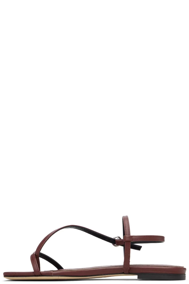 Aeyde Burgundy Ella Square-Toe Sandals, photo 3 of 4 from SSENSE