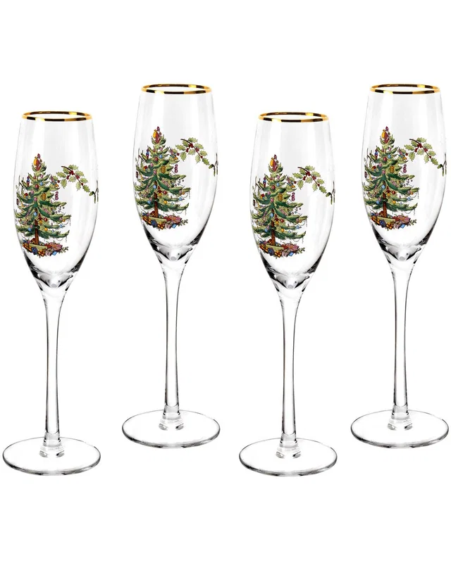 Spode Set of 4 Christmas Tree Champagne Flutes, image 1 of 1 from Rue La La