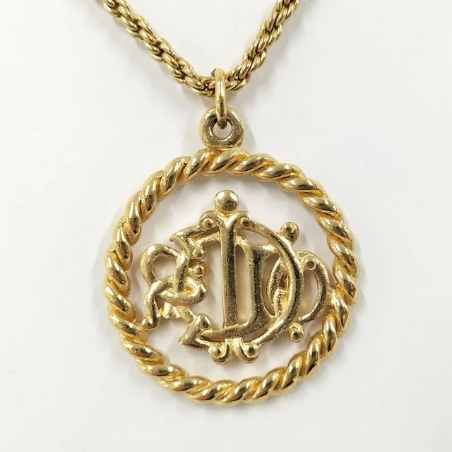 Dior Logo Necklace Gold in Gold from The Reluxe