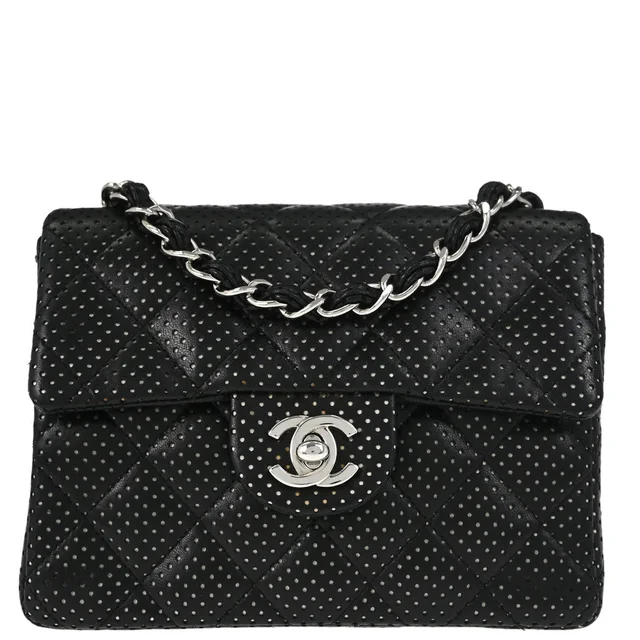 Chanel 2006-2008 Black Lambskin Mini Classic Square Flap Shoulder Bag 17 in Black Lambskin from AMORE Vintage Tokyo
