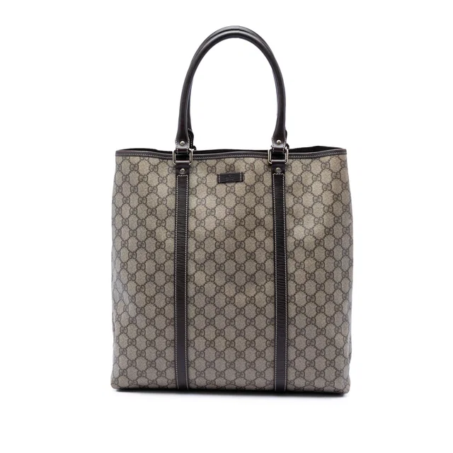 Beige Gucci GG Supreme Joy Vertical Tote in Beige Coated canvas from Designer Revival