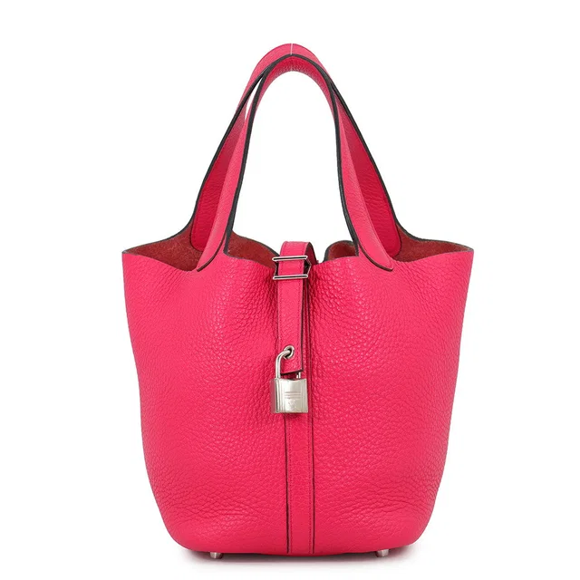 Hermès Picotin Lock Rose Extreme Taurillon Clemence Size PM in Pink Clemence leather from GALLERY RARE