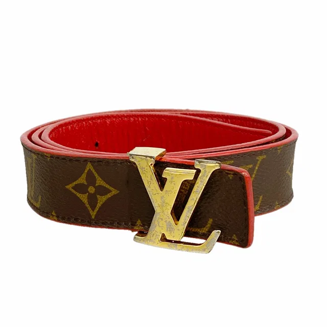 Belt Monogram Ceinture LV Brown Red in Brown Leather from The Reluxe