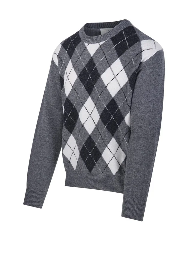 Dunst Argyle Crew Neck Knitted Sweater, photo 2 of 3 from SENSER