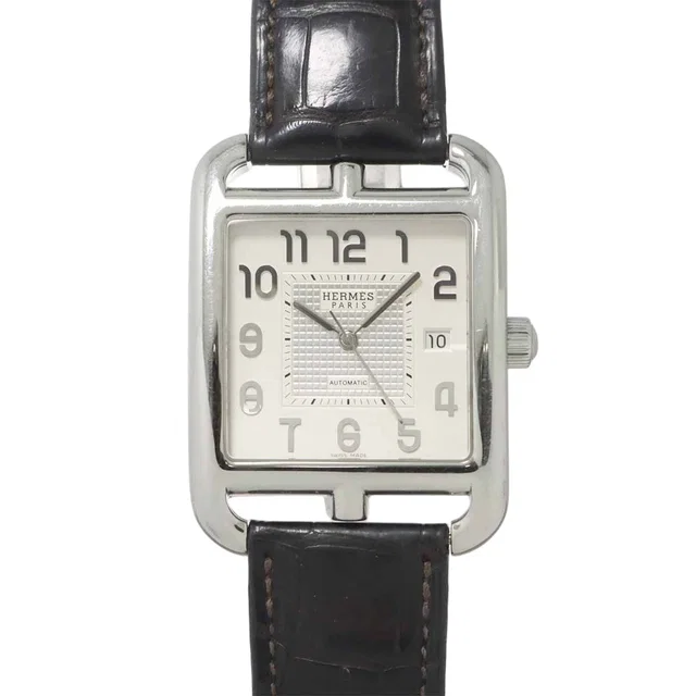Hermès Cape Cod Cd6 710 Watch Date Silver Automatic in Silver Crocodile from The Reluxe