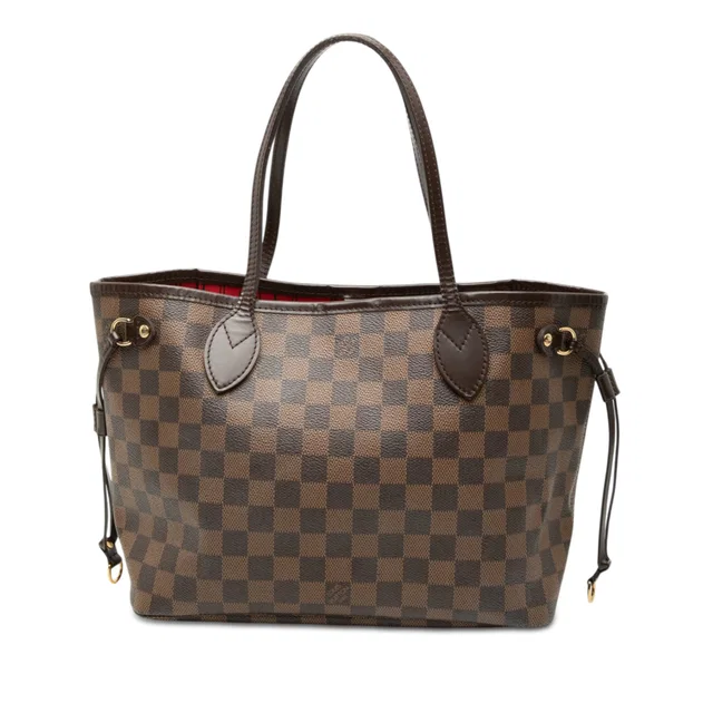 Brown Louis Vuitton Damier Ebene Neverfull PM Tote Bag in Brown Canvas from Designer Revival