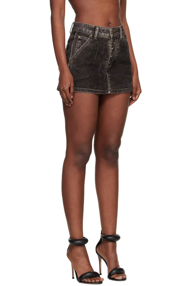 Alexander Wang Gray Denim Flocked Carpenter Skort, photo 2 of 4 from SSENSE
