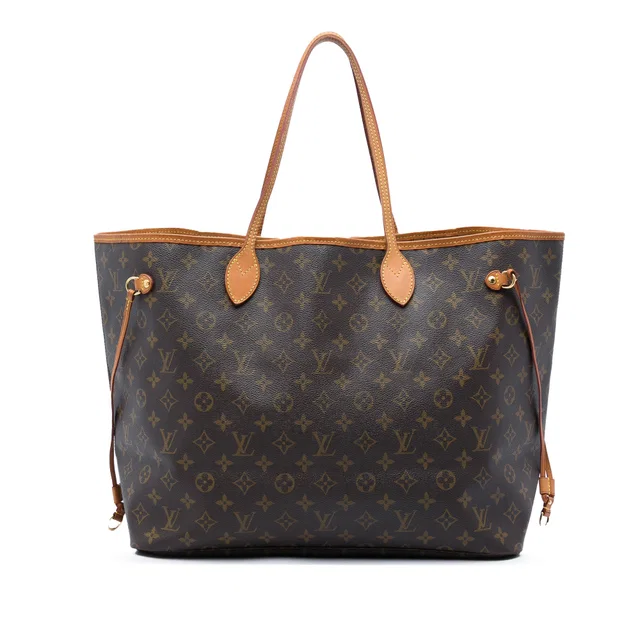 Brown Louis Vuitton Monogram Neverfull MM Tote Bag in Brown Coated canvas from Designer Revival