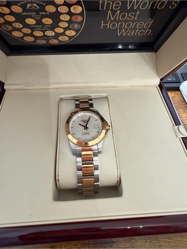 Longines Two-Tone Silver Pink Gold Bracelet Watch With White Dial & Date Window in silver|gold|gray from Poshmark