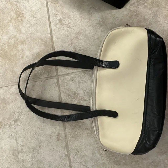 Furla Women's Bag - Cream/Black in black from Depop