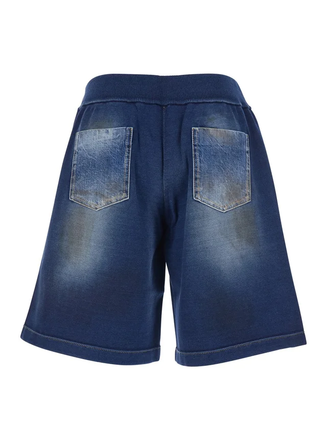 Dsquared2 Blue Shorts with Elastic Waist and Worn Effect in Cotton for Men in Blue 100% Cotton, photo 4 of 6 from Gaudenzi Boutique