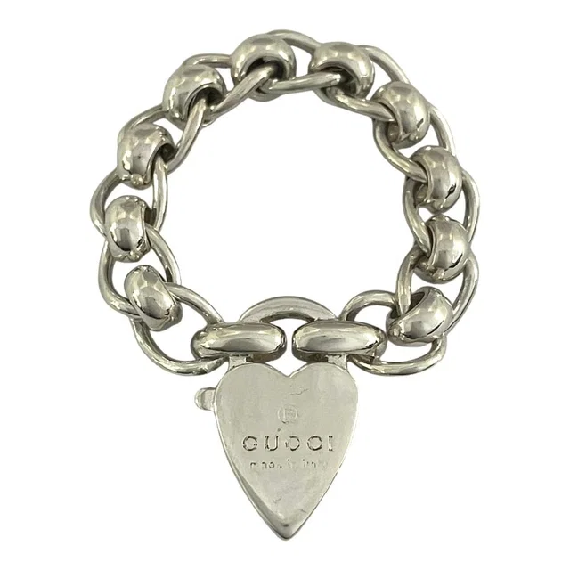 Gucci Heart Padlock Chain Ring 925 Sterling Silver Vintage in Silver from The Reluxe