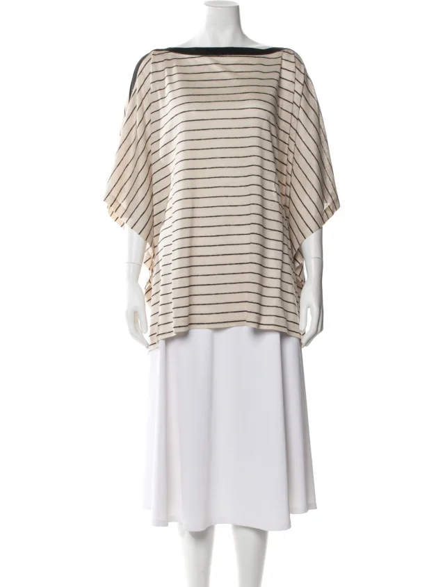 Brunello Cucinelli Linen Striped Top w/ Tags in black from The RealReal