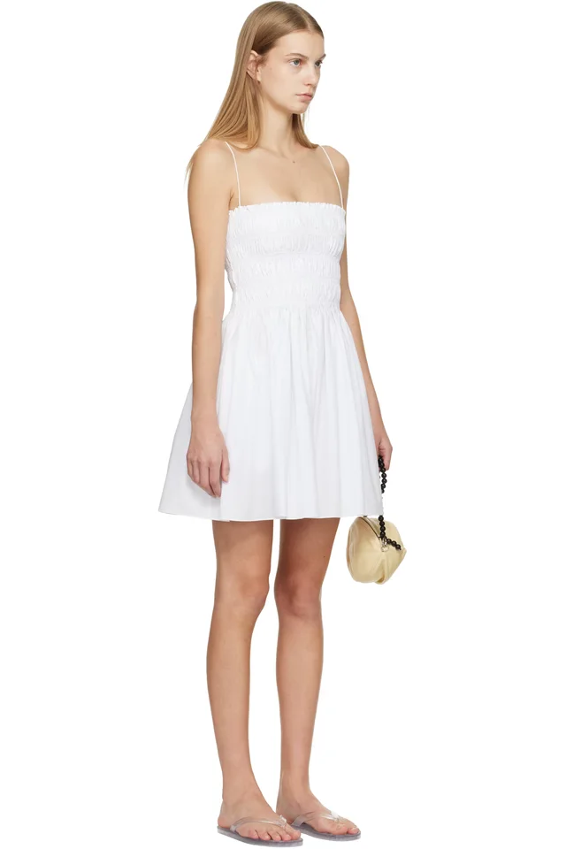 Matteau White Shirred Bodice Minidress, photo 2 of 4 from SSENSE