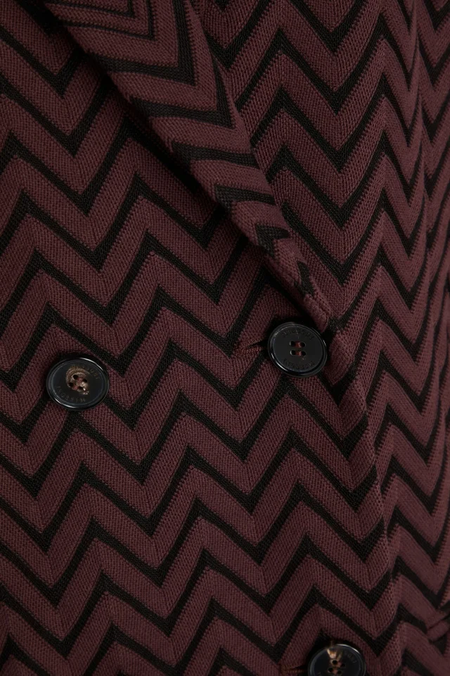 Missoni Double-Breasted Jacquard-Knit Cotton-Blend Blazer in Chocolate, photo 4 of 4 from THE OUTNET