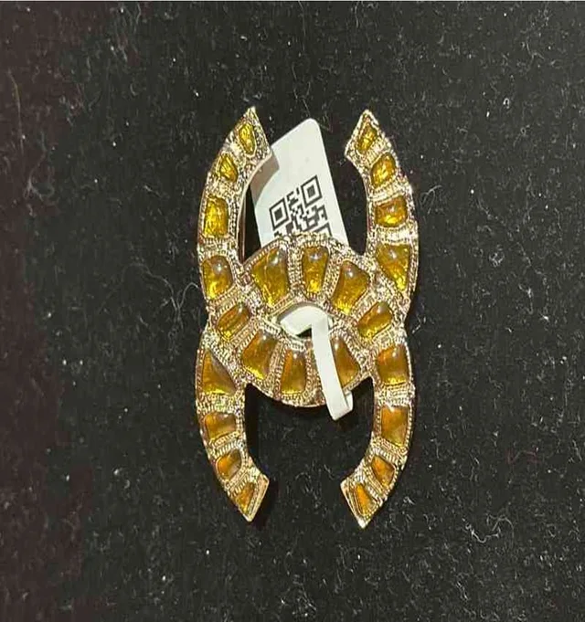 Chanel 2019 Egyptian Yellow Double C Brooch (Medium) in Yellow from Luxury Promise