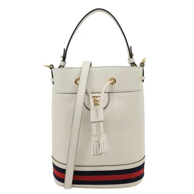 Gucci GG Ophidia Leather Bucket Crossbody Bag Off White 610846 in White Leather from Dallas Designer Handbags