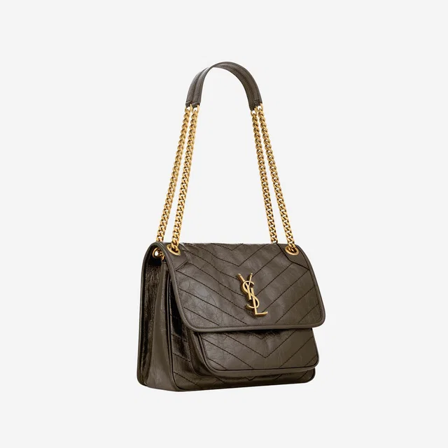 Saint Laurent Niki Shoulder Bag — Khaki Leather in Green Leather from HEWI