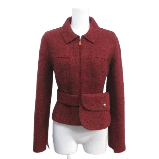 Chanel 99A Vintage Tyrolean Wool Jacket Felt Bordeaux 38 in Burgundy Wool from The Reluxe