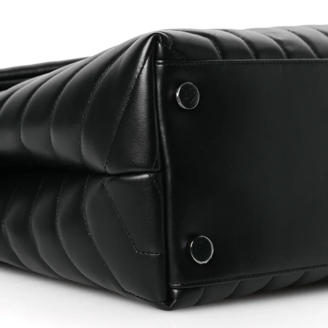 Saint Laurent Y Quilted Monogram Monochrome Large Loulou Chain Satchel Black in Black Calfskin from FASHIONPHILE, photo 12 of 15
