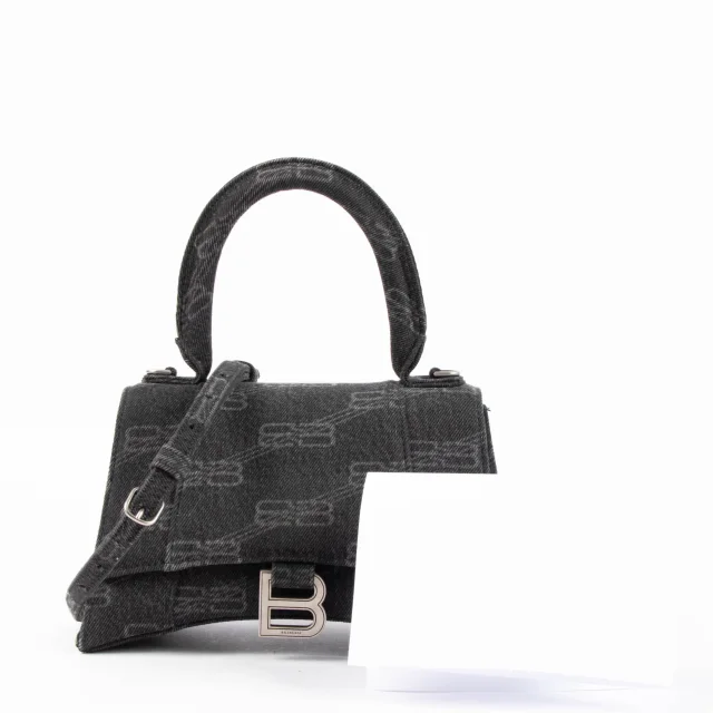 Balenciaga Black Denim BB Monogram Hourglass Small Bag in Black Denim from Labellov, photo 2 of 8