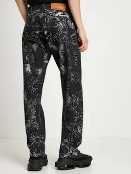 Versace Straight Jeans with Floral Print in 100% Cotton, 0% Calf, photo 3 of 8 from LUISAVIAROMA