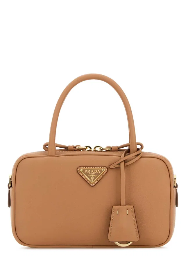 Prada Leather Top Handle Bag — Tan in Brown Leather from HEWI