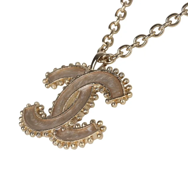 Chanel Large Resin Beaded CC Pendant Necklace Gold Tone Hardware in Resin from Madison Avenue Couture, photo 4 of 6