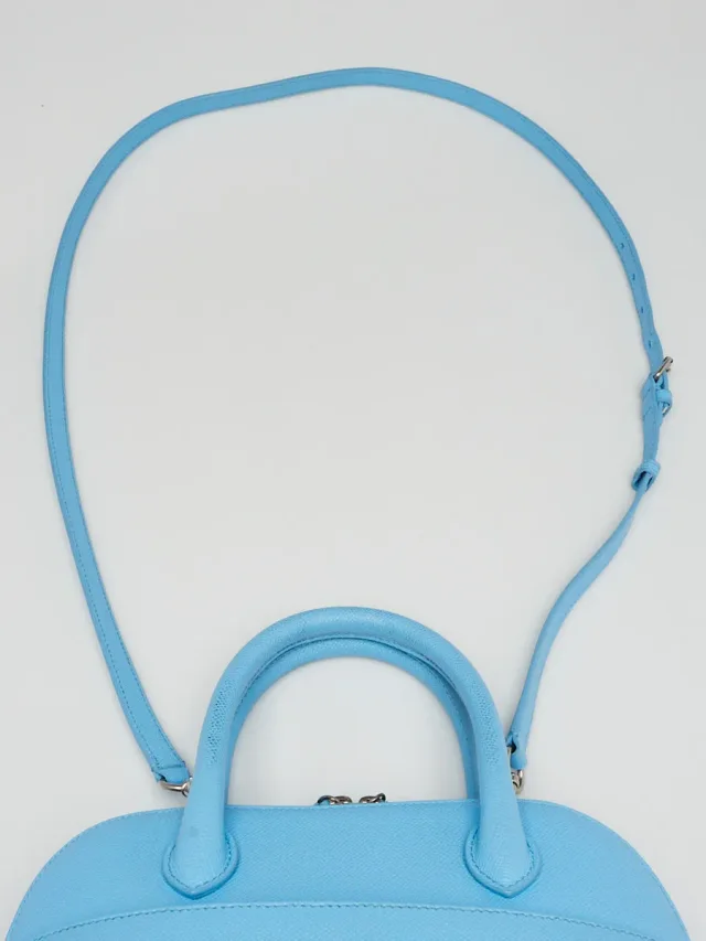 Balenciaga Light Blue Pebbled Leather Small Ville Satchel Bag in Blue Leather from Yoogis, photo 8 of 11