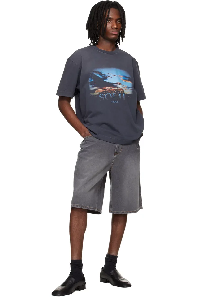 Solid Homme Gray Dropped Shoulder T-shirt, photo 4 of 4 from SSENSE