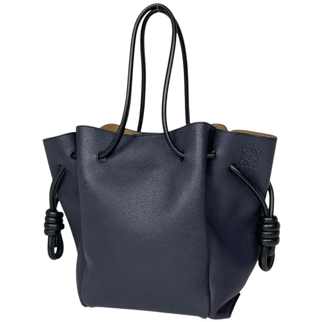 Loewe Tote Bag Flamenco Knot Small Drawstring Anagram Leather Navy in Navy Leather from The Reluxe