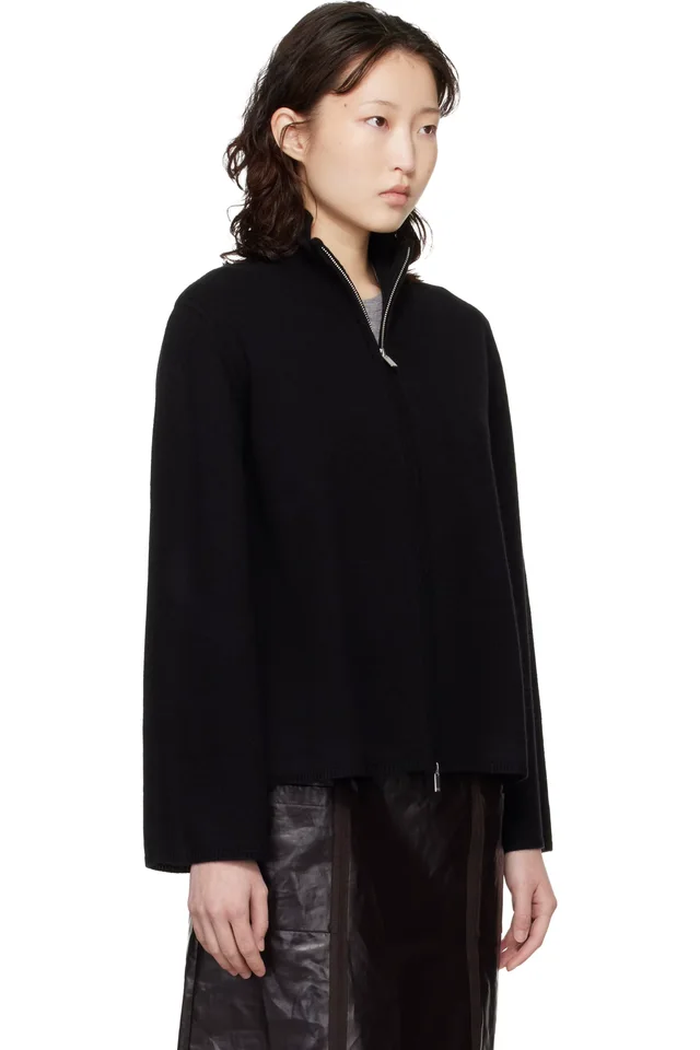 Loulou de Saison Black Gabi Zipped Cashmere Sweater, photo 2 of 4 from SSENSE
