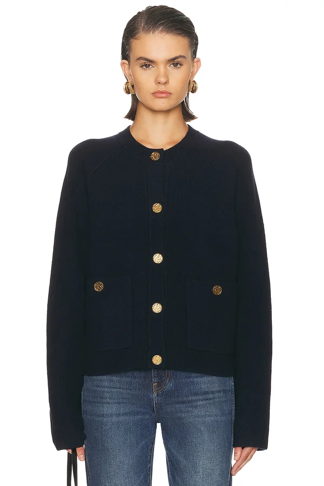 Toteme Hammered Button Cardigan in Blue from FWRD, photo 1 of 1