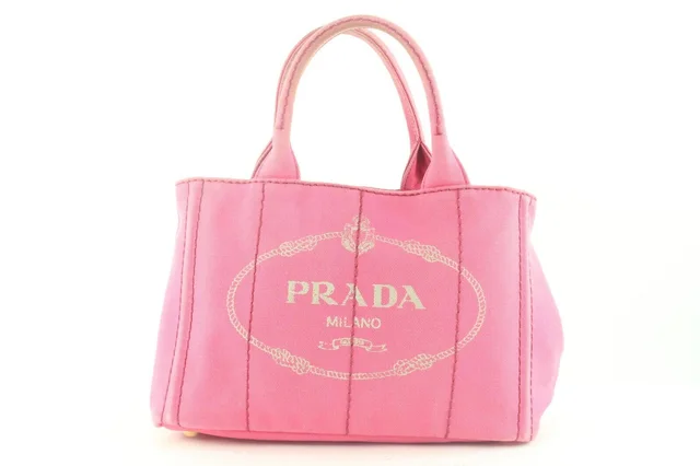 Prada Pink Denim Canvas Canapa 2way Tote in Pink Canvas from Bagriculture