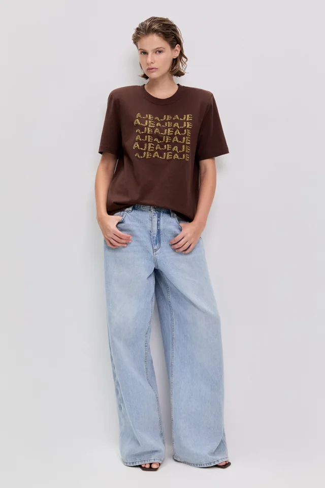 AJE Alive Embellished Logo Tee in Brown from Aje, photo 1 of 1