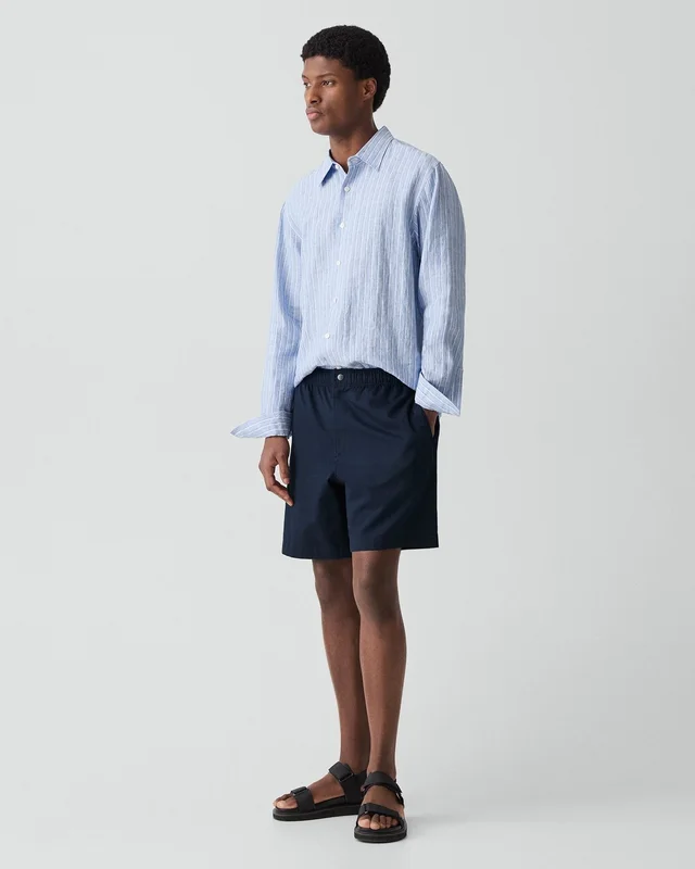 Theory Pull-On Short in Moonsoft Cotton in BALTIC 97% Cotton, 3% Spandex, photo 8 of 10 from Theory