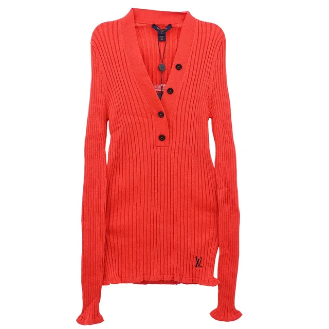 Louis Vuitton 2019 Cardigan Red #S in Red Silk from AMORE Vintage Tokyo