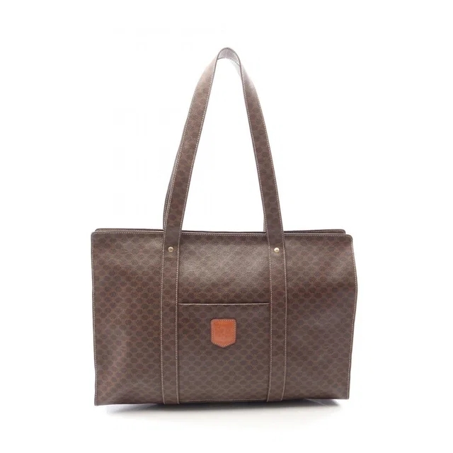 Celine Tote Bag Macadam Brown Dark Canvas Leather Large in Brown Canvas from The Reluxe