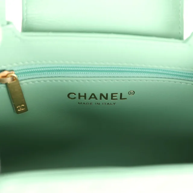 Chanel Small Kelly Shopper Light Green Shiny Aged Calfskin Brushed Gold Hardware in Green Calfskin from Madison Avenue Couture, photo 9 of 9