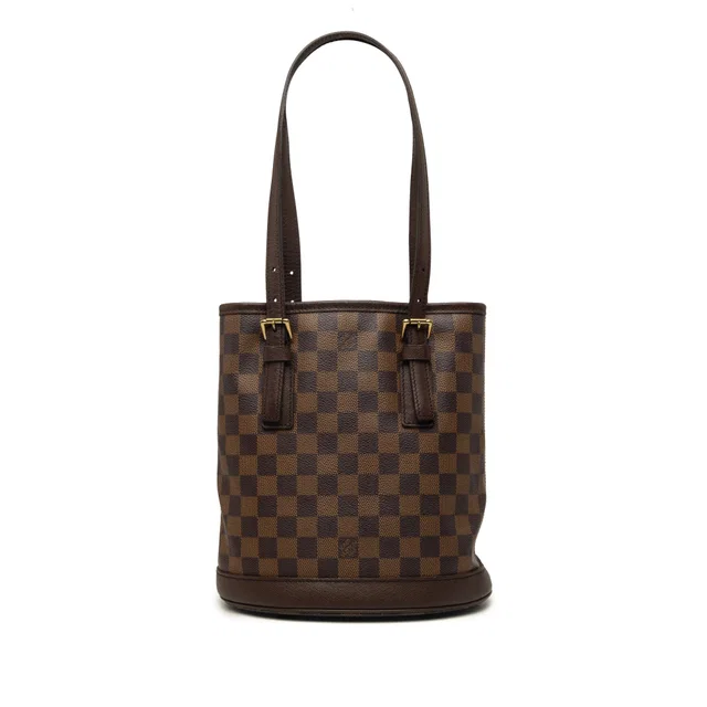 Brown Louis Vuitton Damier Ebene Marais Bucket Bag in Brown Canvas from Designer Revival