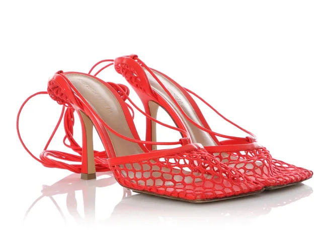 Bottega Veneta Red Mesh Pumps in Red Leather from Ann's Fabulous Finds, photo 5 of 6
