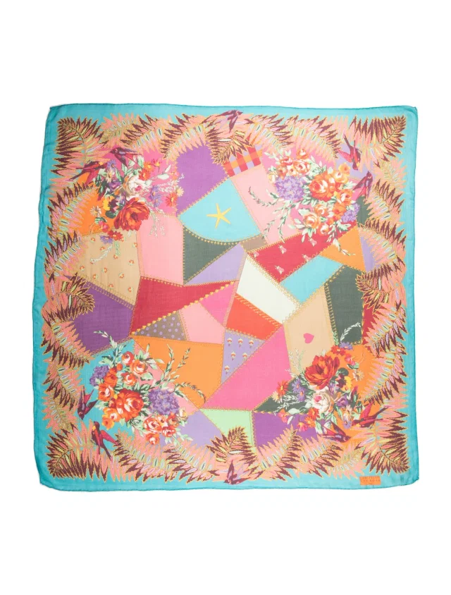 Christian Lacroix Silk Floral Print Scarf in blue Silk from The RealReal