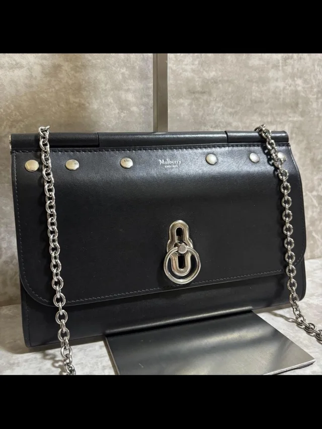Mulberry Black Leather Shoulder Bag in silver|black|gray Leather from Poshmark